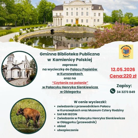 📚🌿 Gminna Biblioteka Publiczna w Kamienicy Polskiej zaprasza na wyjątkową wycieczkę pełną historii, natury i literatury! 🌿📚