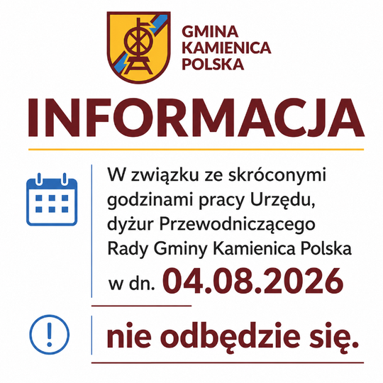 Informacja dyżur Przewodniczącego Rady Gminy