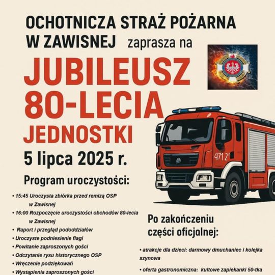 🔥Jubileusz 80-lecia Ochotniczej Straży Pożarnej w Zawisnej