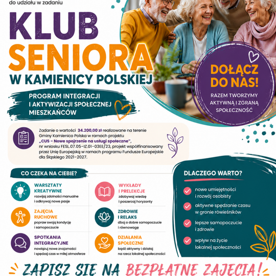 🏡💜 Klub Seniora w Kamienicy Polskiej – już wkrótce start! 💜🏡