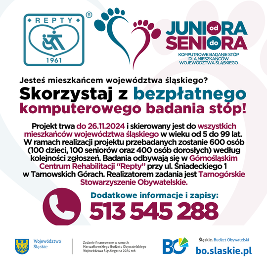 "Od Juniora do Seniora" - komputerowe badanie stóp dla mieszkańców województwa śląskiego