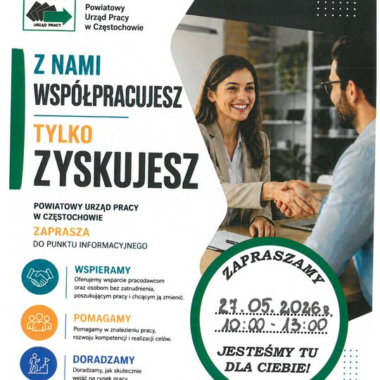 Powiatowy Urząd Pracy w Częstochowie zaprasza na spotkanie w Urzędzie Gminy w Kamienicy Polskiej Powiatowy Urząd Pracy w Częstochowie zaprasza na spotkanie w Urzędzie Gminy w Kamienicy Polskiej