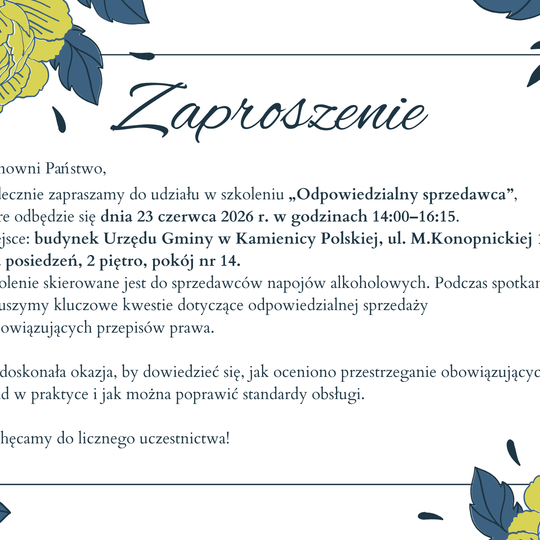 Szkolenie dla sprzedawców napojów alkoholowych "Odpowiedzialny sprzedawca"