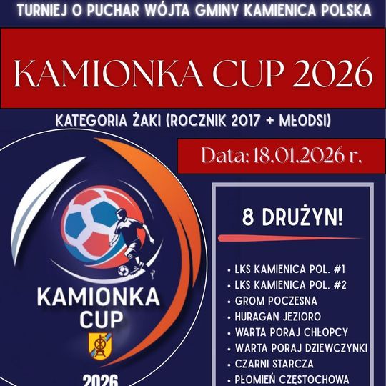 TURNIEJ PIŁKARSKI „KAMIONKA CUP” 2026 o Puchar Wójta Gminy Kamienica Polska
