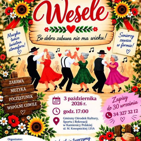 🌸 Zapraszamy na wyjątkowe "Wesele" dla Seniorów 🌸