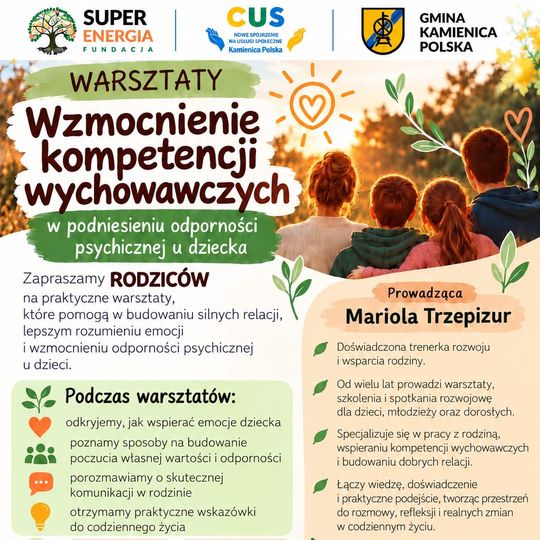 🍁 Zaproszenie na warsztaty wzmacniające kompetencje wychowawcze 🍁
