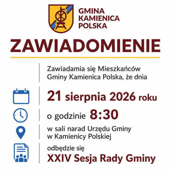 Zawiadomienie o XXIV Sesji Rady Gminy