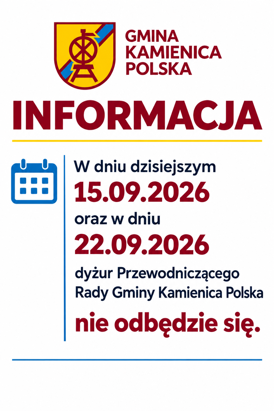 ! Dyżur Przewodniczącego Rady Gminy !