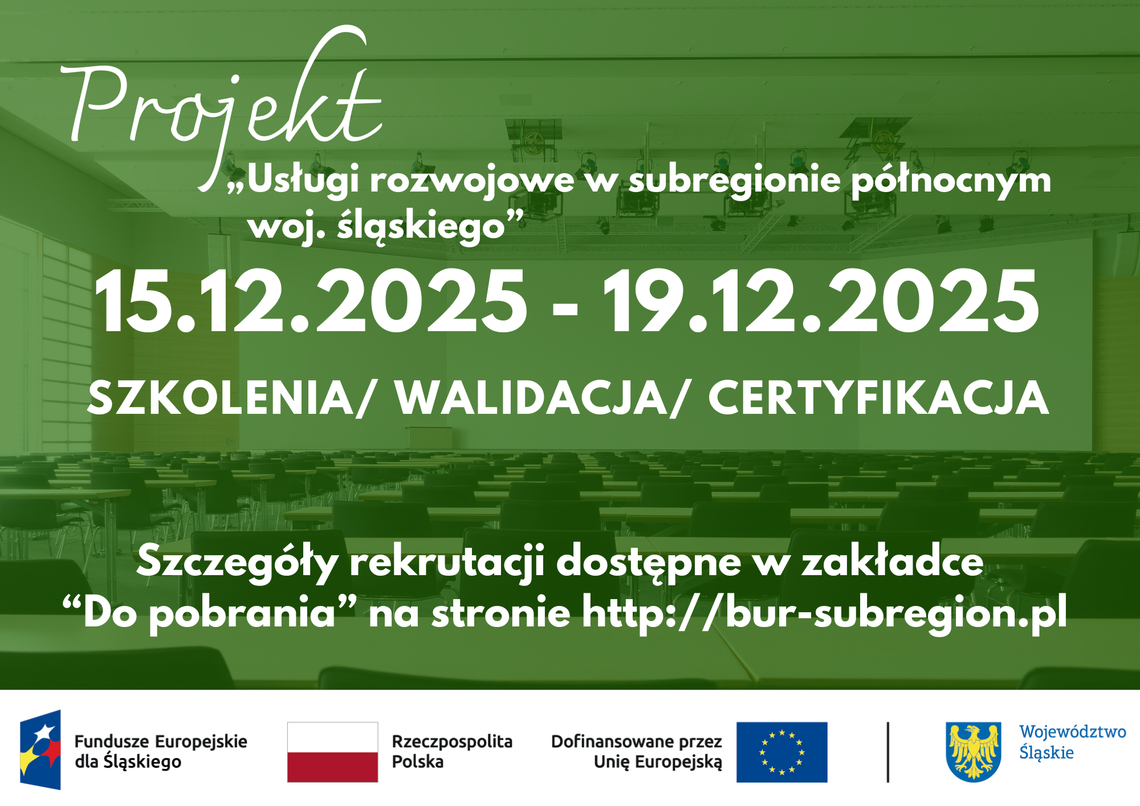 ℹ️Ruszył ostatni nabór w projekcie „Usługi rozwojowe w subregionie północnym woj. śląskiego" ℹ️Ruszył ostatni nabór w projekcie „Usługi rozwojowe w subregionie północnym woj. śląskiego"