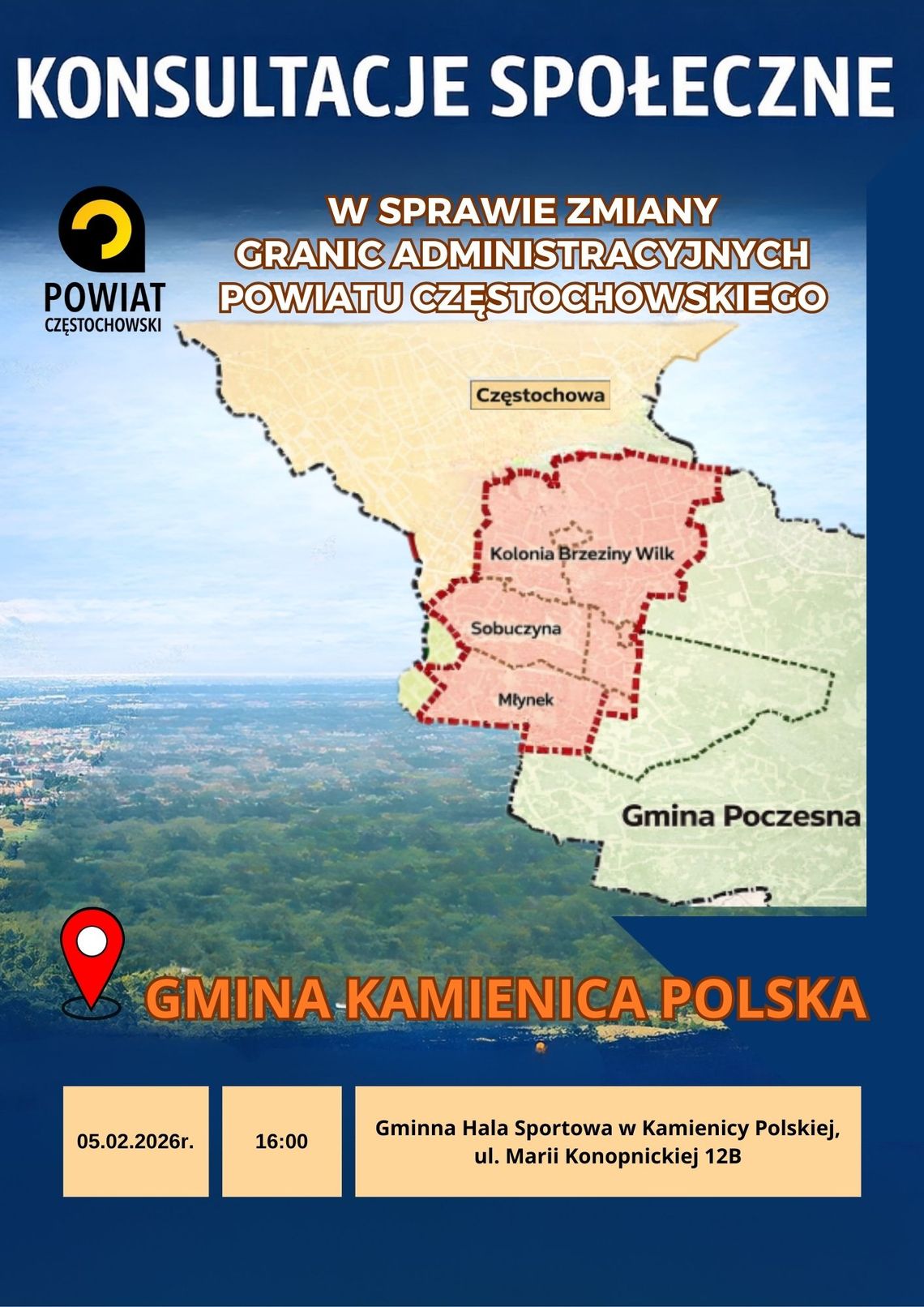 Konsultacje społeczne dotyczące zmiany granic Powiatu Częstochowskiego