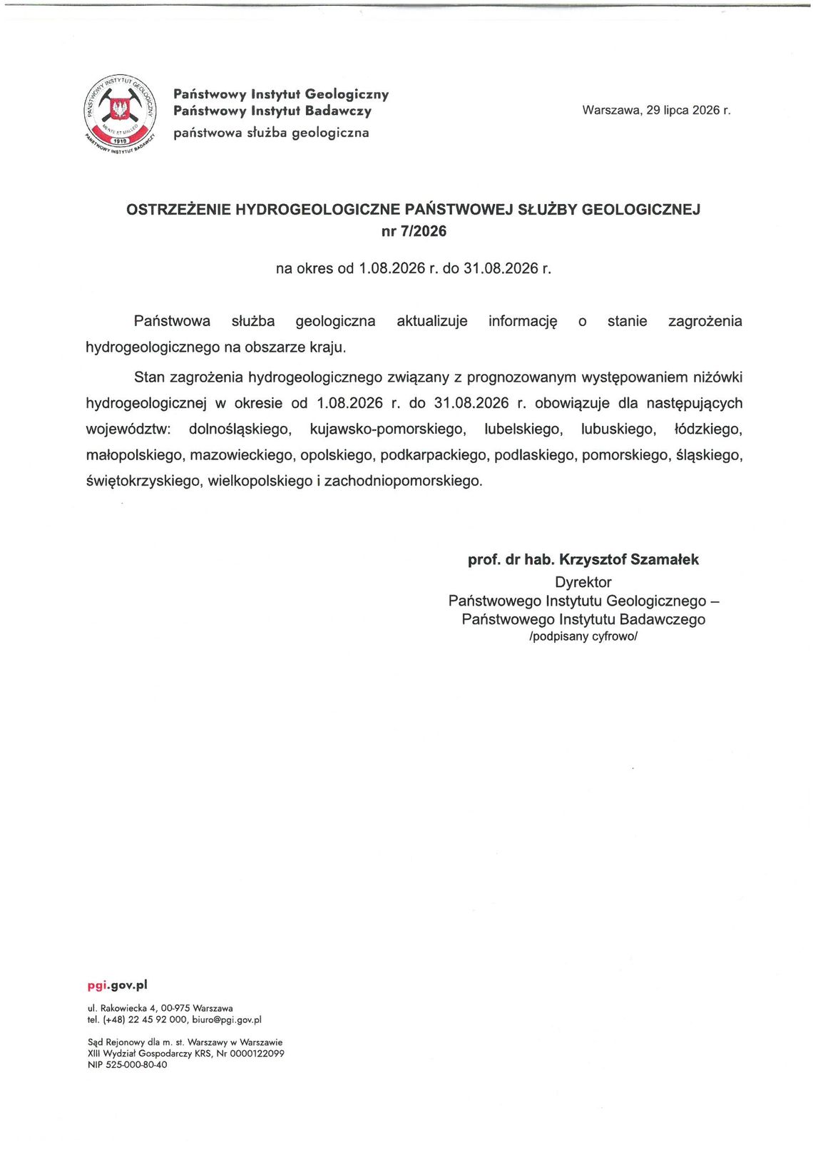 ⚠️ Ostrzeżenie hydrogeologiczne ⚠️ Ostrzeżenie hydrogeologiczne