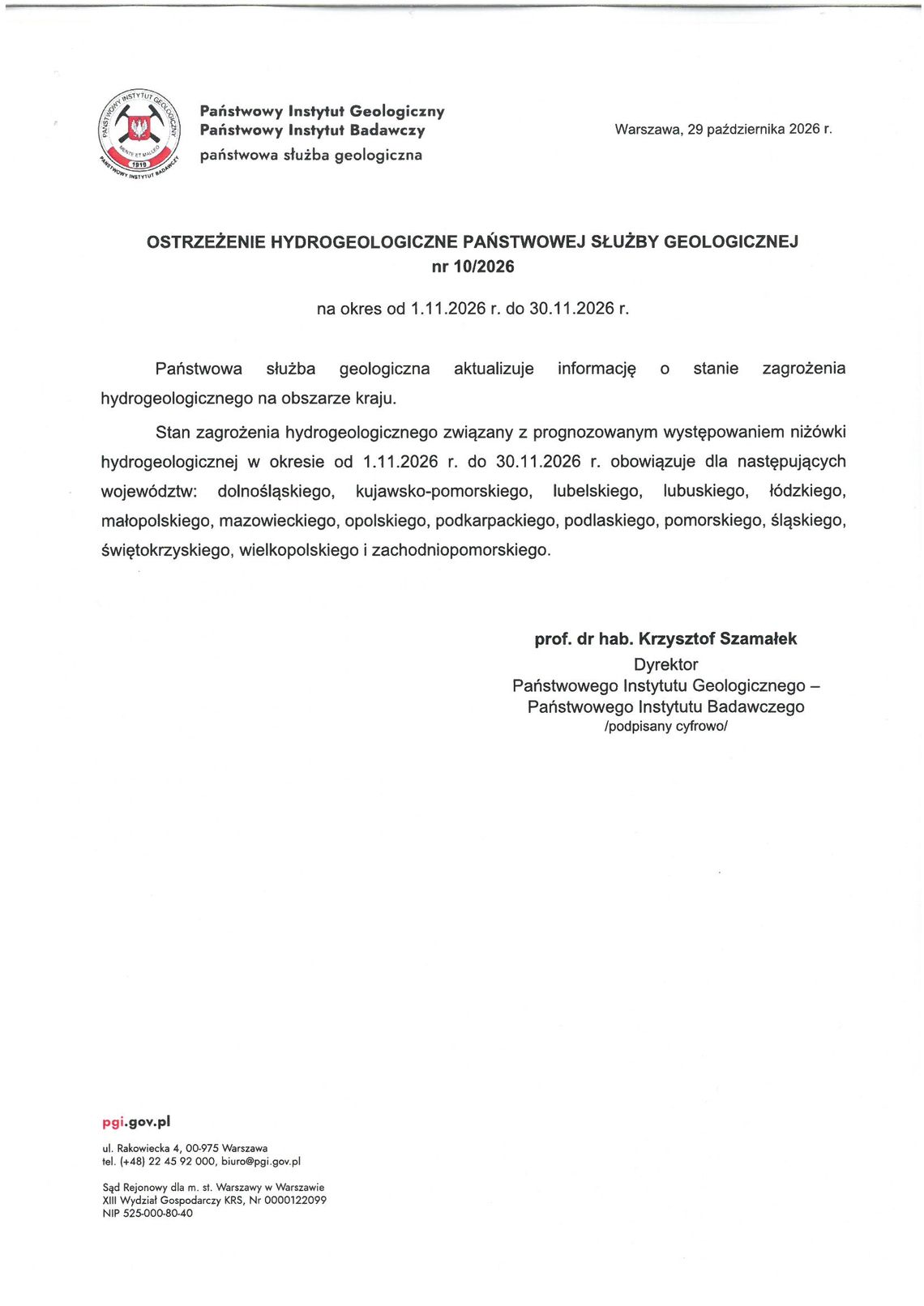 ⚠️ Ostrzeżenie hydrogeologiczne ⚠️ Ostrzeżenie hydrogeologiczne