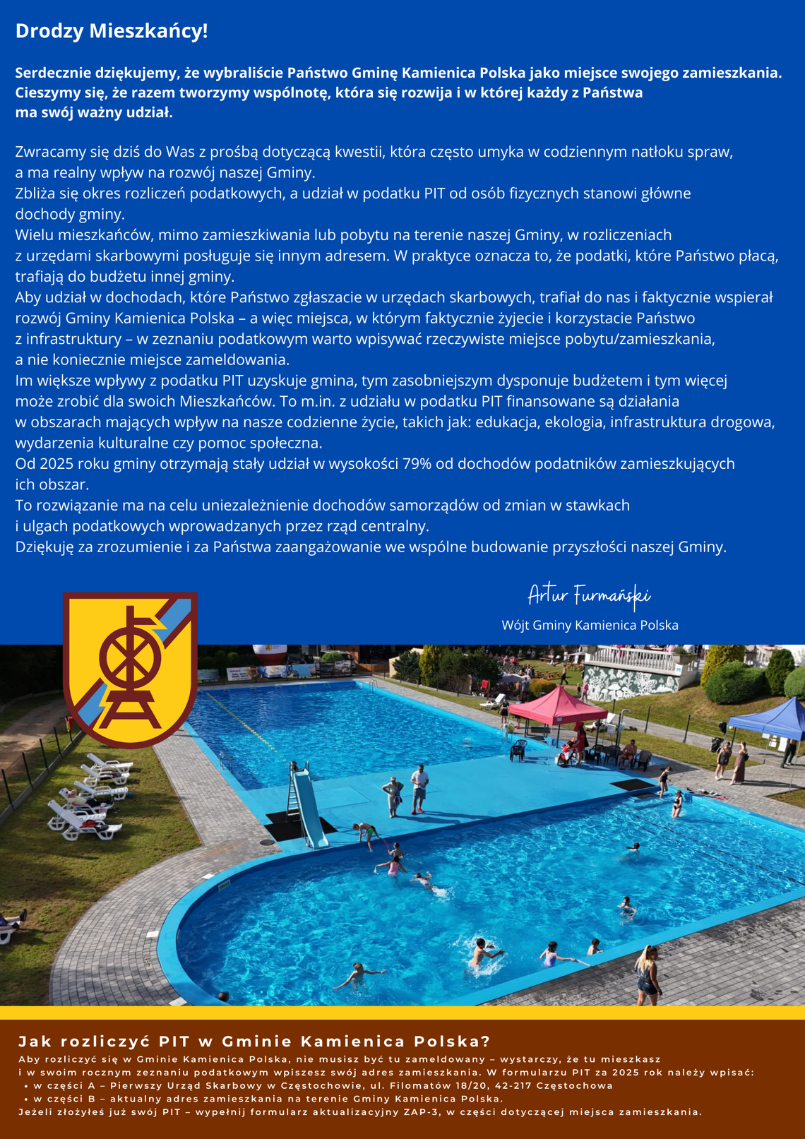 Razem wspierajmy to, co lokalne. Rozliczając PIT, pamiętaj o Gminie Kamienica Polska!