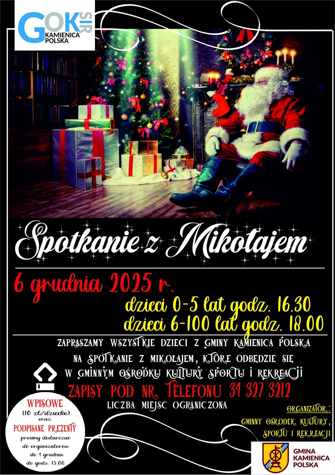 Spotkanie ze Świętym Mikołajem w GOKSiR Kamienica Polska