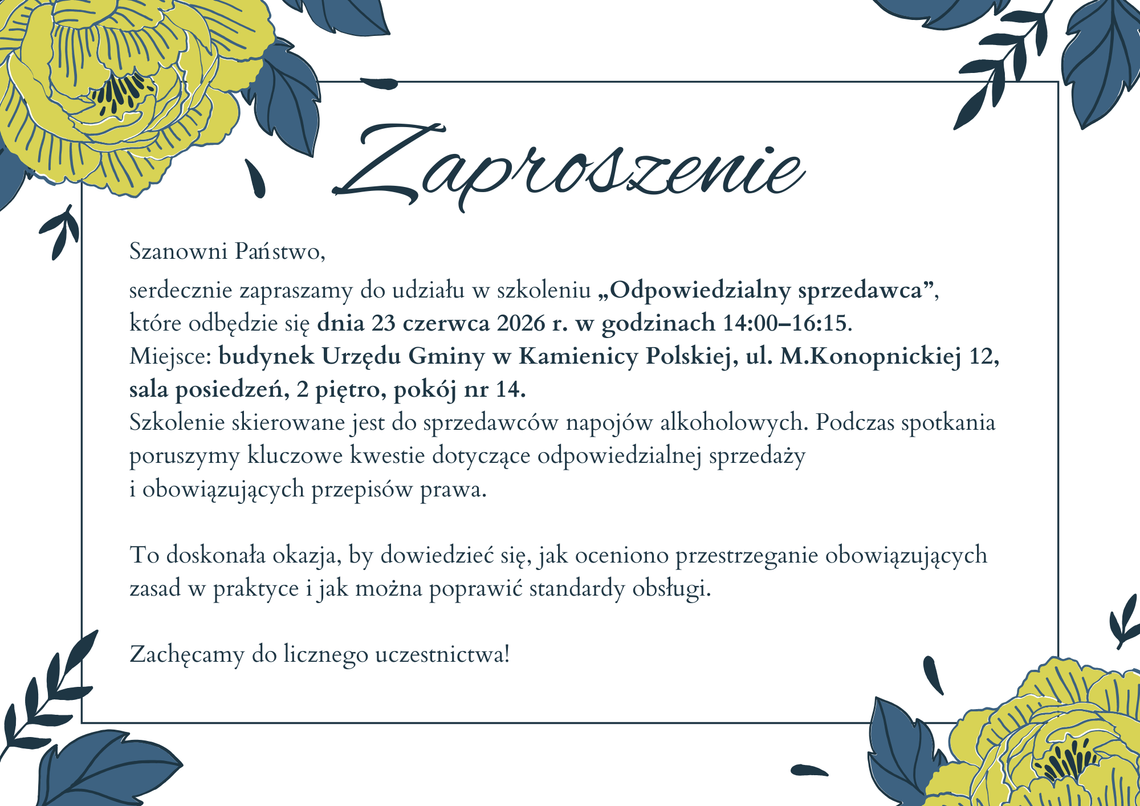 Szkolenie dla sprzedawców napojów alkoholowych "Odpowiedzialny sprzedawca"