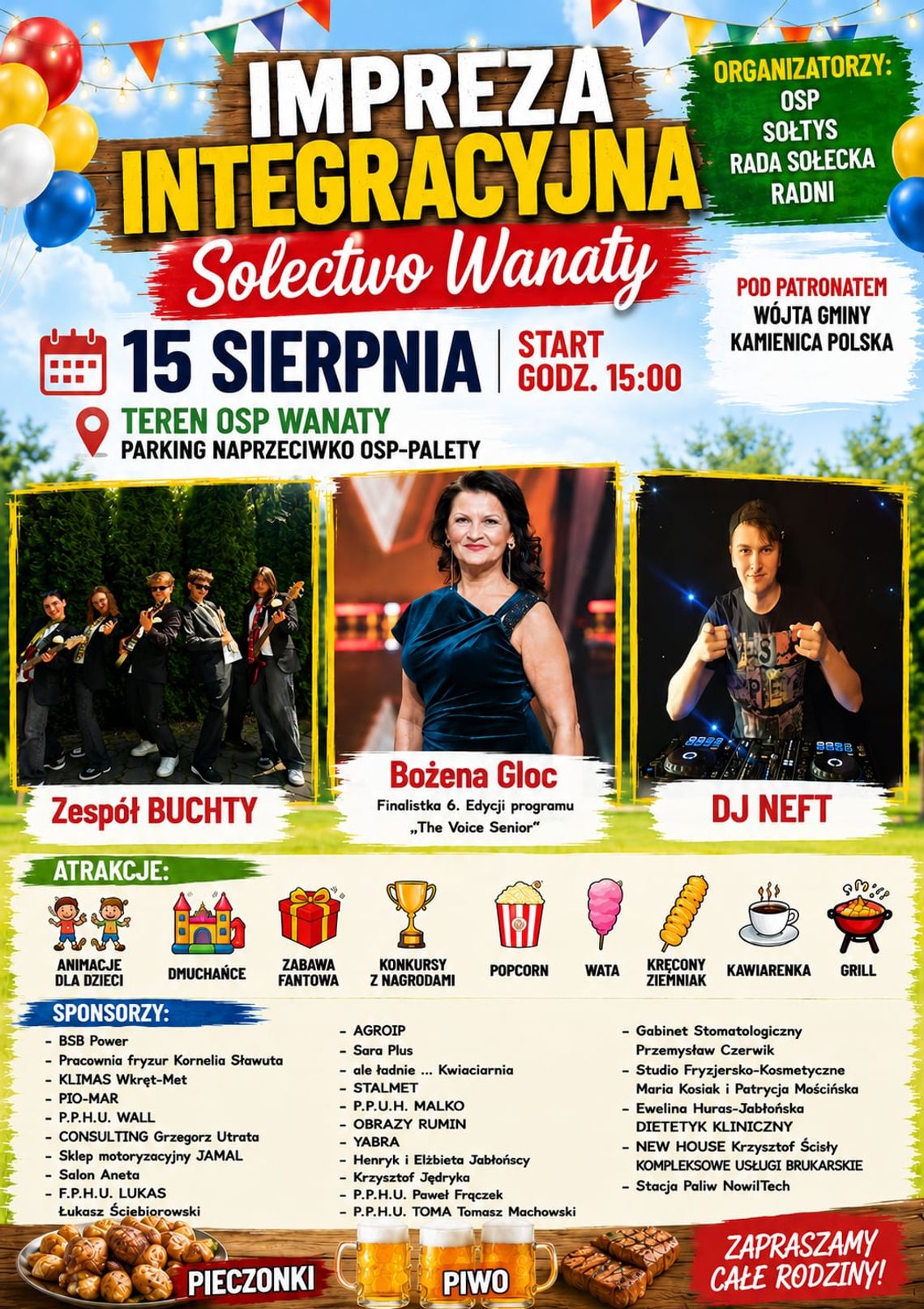 🎉 Zapraszamy na Imprezę Integracyjną Sołectwa Wanaty! 🎉 🎉 Zapraszamy na Imprezę Integracyjną Sołectwa Wanaty! 🎉
