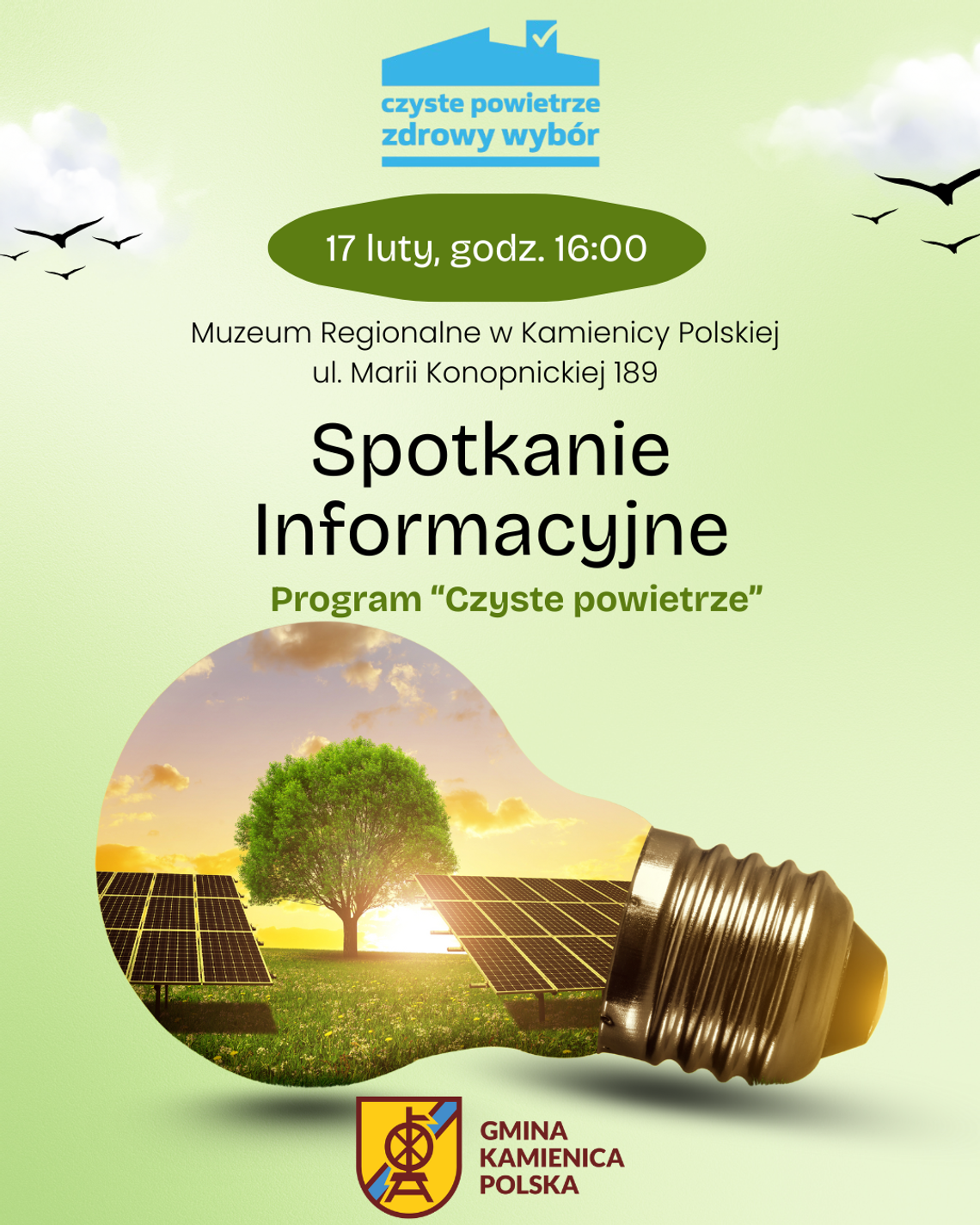 Zaproszenie na spotkanie informacyjne - Program „Czyste Powietrze”🌱