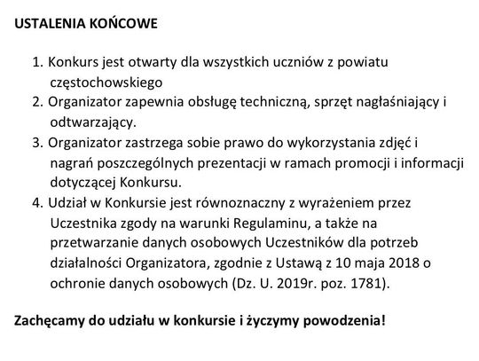 Postanowienia końcowe